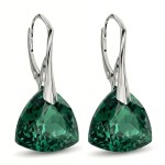 Kolczyki Srebrne 925 Trójkąty z Kryształem Emerald