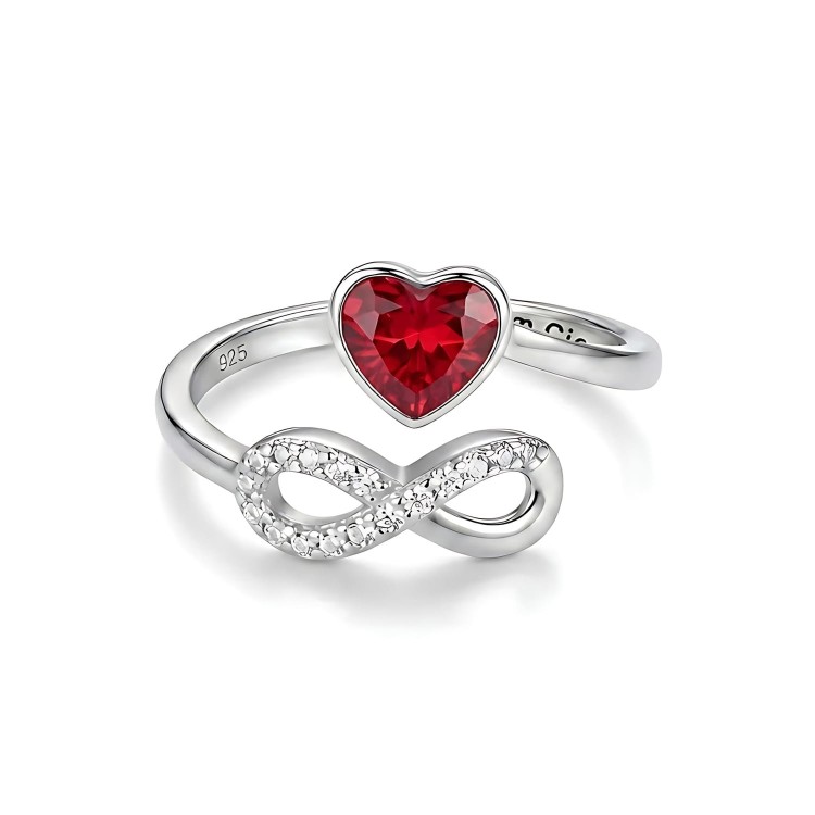 Srebrny Pierścionek Serce Nieskończoność "Kocham Cię"