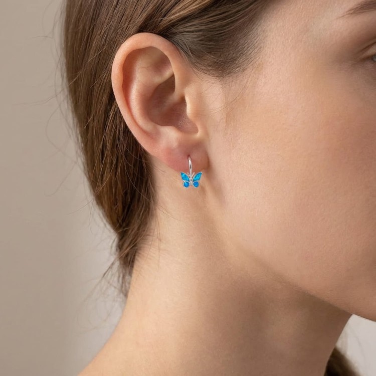 Kolczyki Motylki  Opal