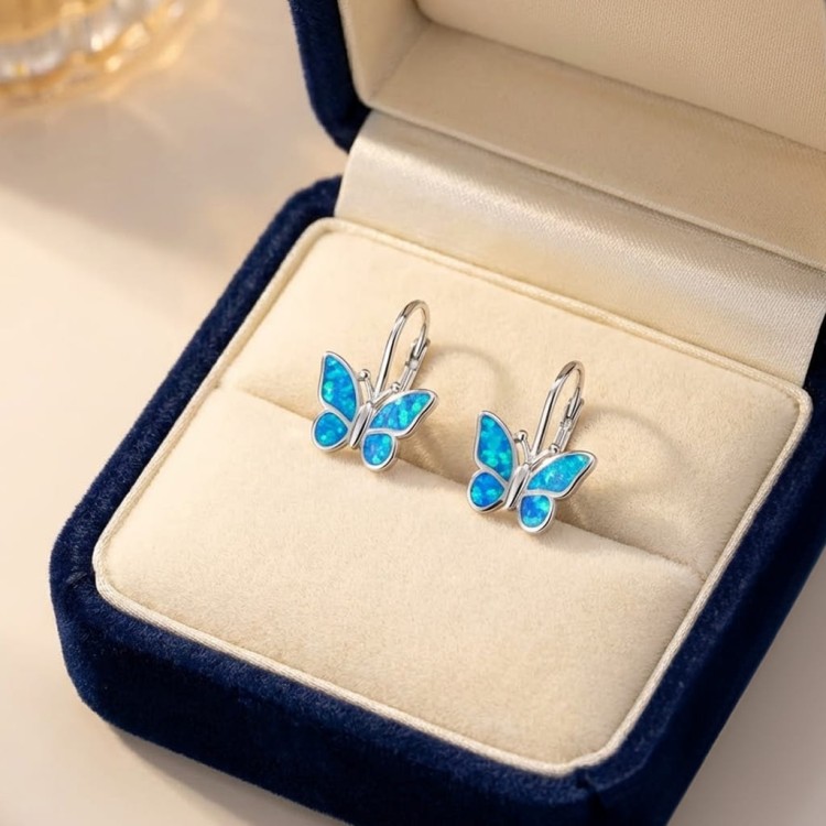 Kolczyki Motylki  Opal