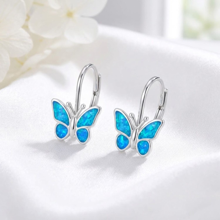 Kolczyki Motylki  Opal