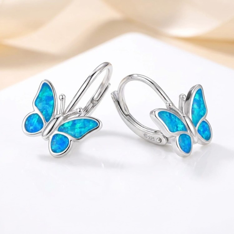 Kolczyki Motylki  Opal