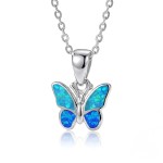 Srebrny Naszyjnik Motyl z Niebieskim Opalem 925 Łańcuszek 