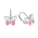 Srebrne Kolczyki Motyle z Różowym Opalem Próba 925