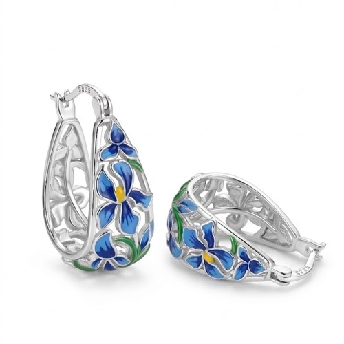 Kolczyki Koła Ażurowe Kwiaty