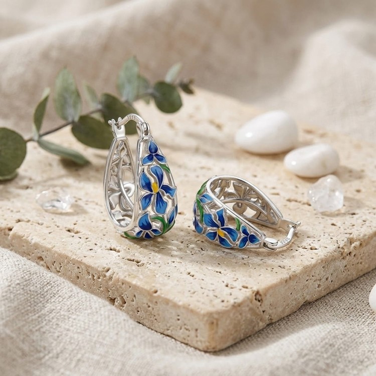 Kolczyki Koła Ażurowe Kwiaty