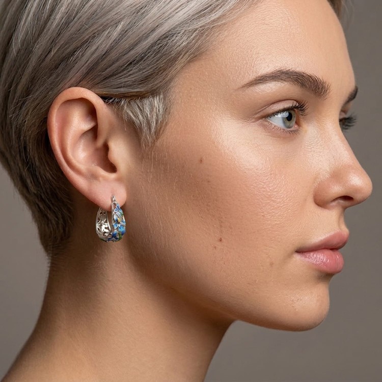 Kolczyki Koła Ażurowe Kwiaty