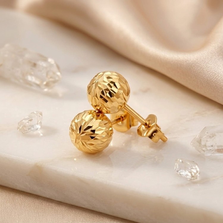 Złote Kolczyki Kulki 7mm