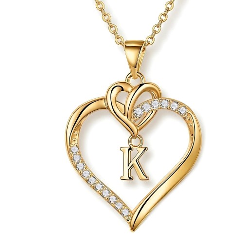 Naszyjnik Serce Literka K