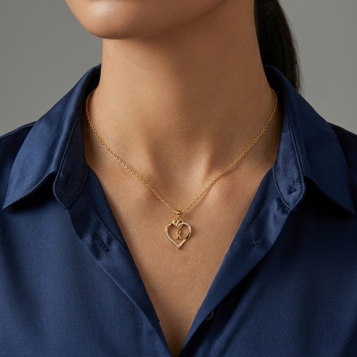 Naszyjnik Serce Literka K