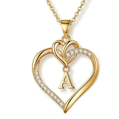 Naszyjnik Serce Literka A