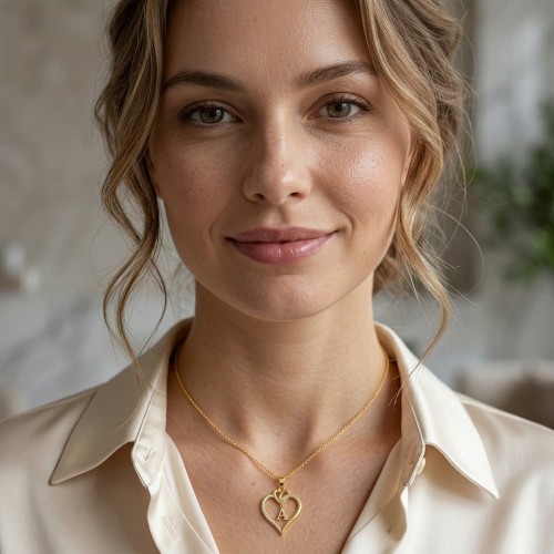 Naszyjnik Serce Literka A