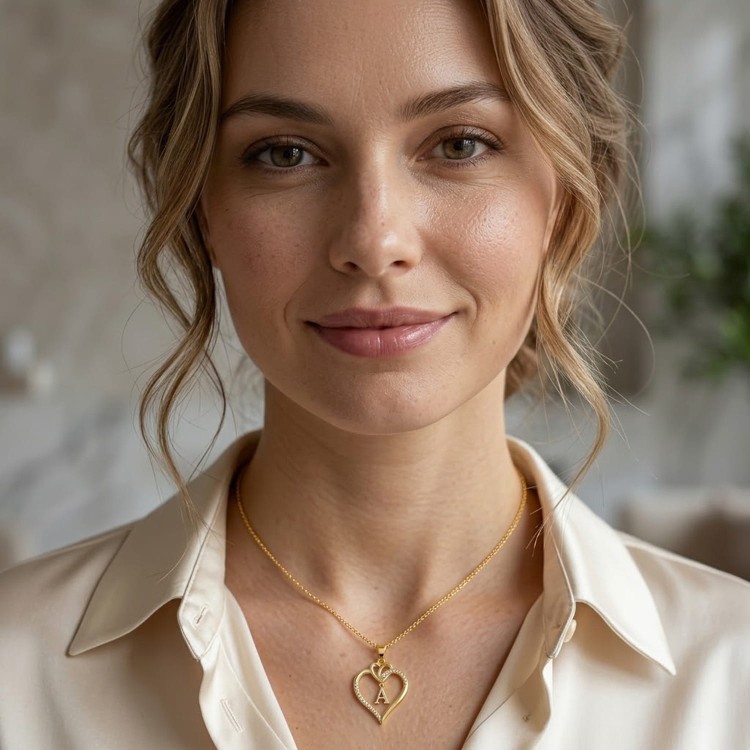 Naszyjnik Serce Literka A