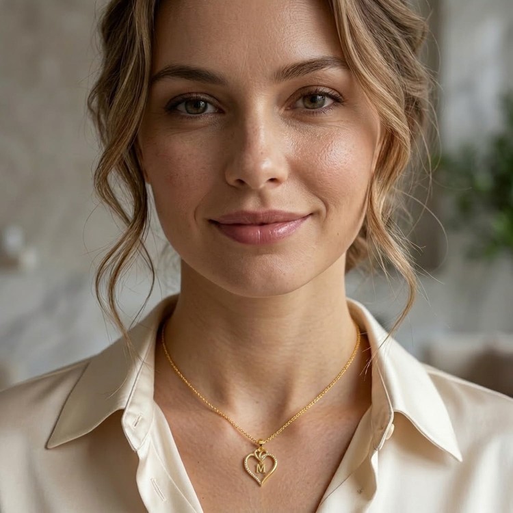 Naszyjnik Serce Literka M