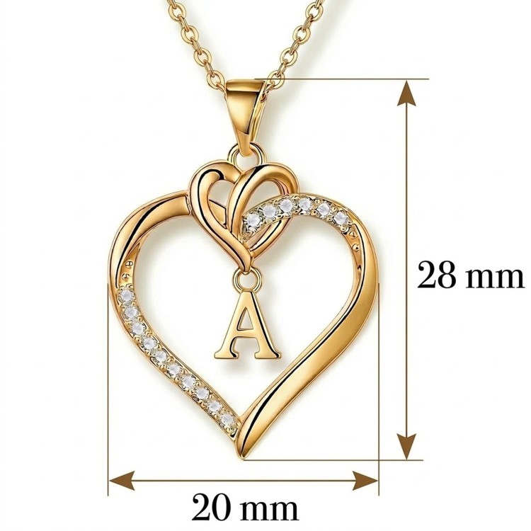 Naszyjnik Serce Literka A