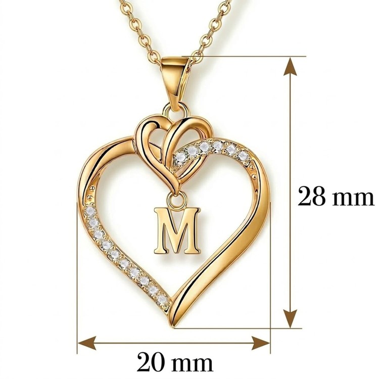 Naszyjnik Serce Literka M