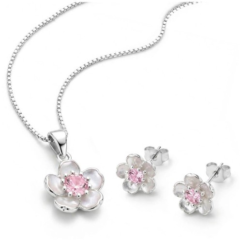 Komplet Biżuterii Srebrnej Kwiaty