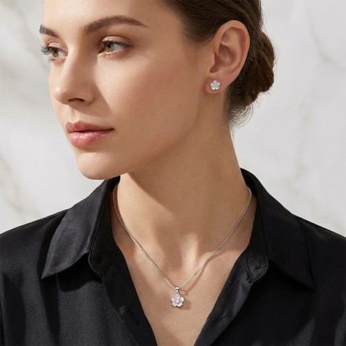 Komplet Biżuterii Srebrnej Kwiaty