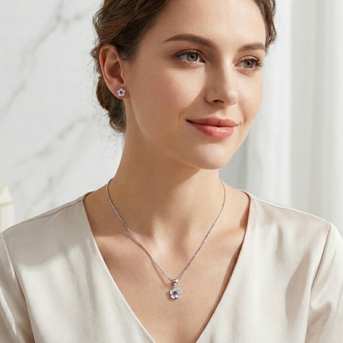 Komplet Biżuterii Srebrnej Kwiaty