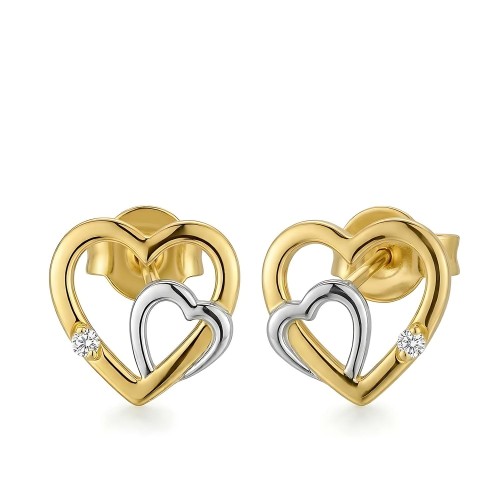 Kolczyki Serduszka w Dwóch Kolorach Złota
