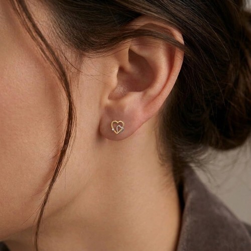 Kolczyki Serduszka w Dwóch Kolorach Złota