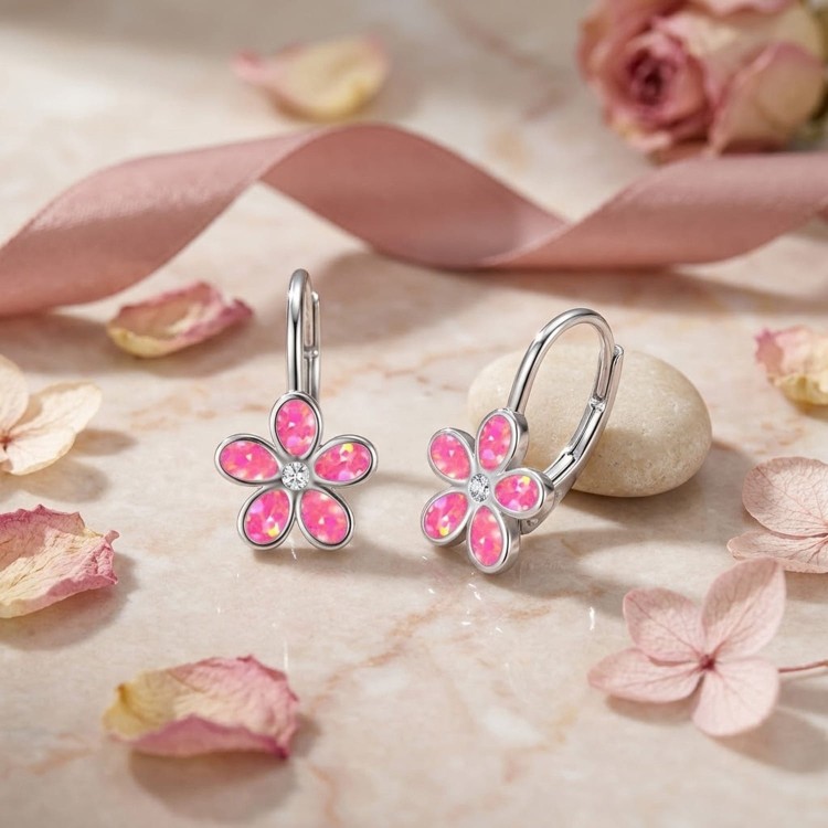 Kolczyki Kwiatuszki Opal