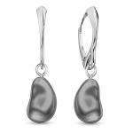 Srebrne Kolczyki 925 Wiszące z Grafitową Perłą