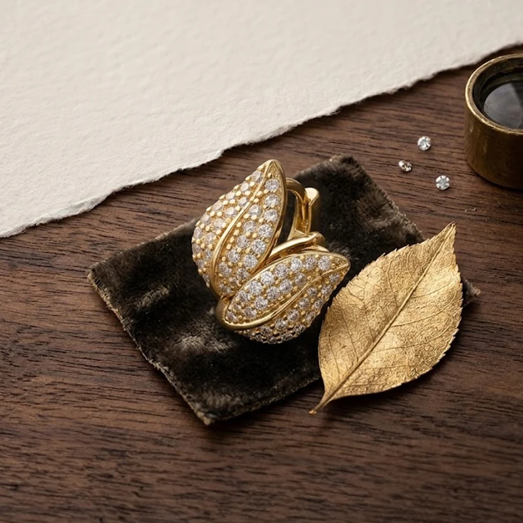 Kolczyki Liście z Cyrkoniami