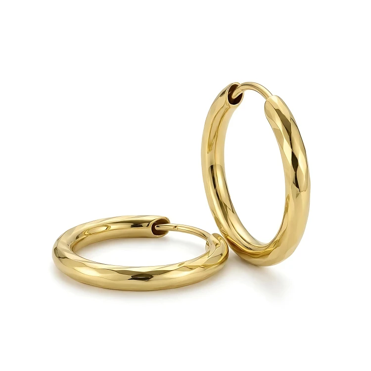 Złote Kolczyki Super Lekkie Kółka 12mm