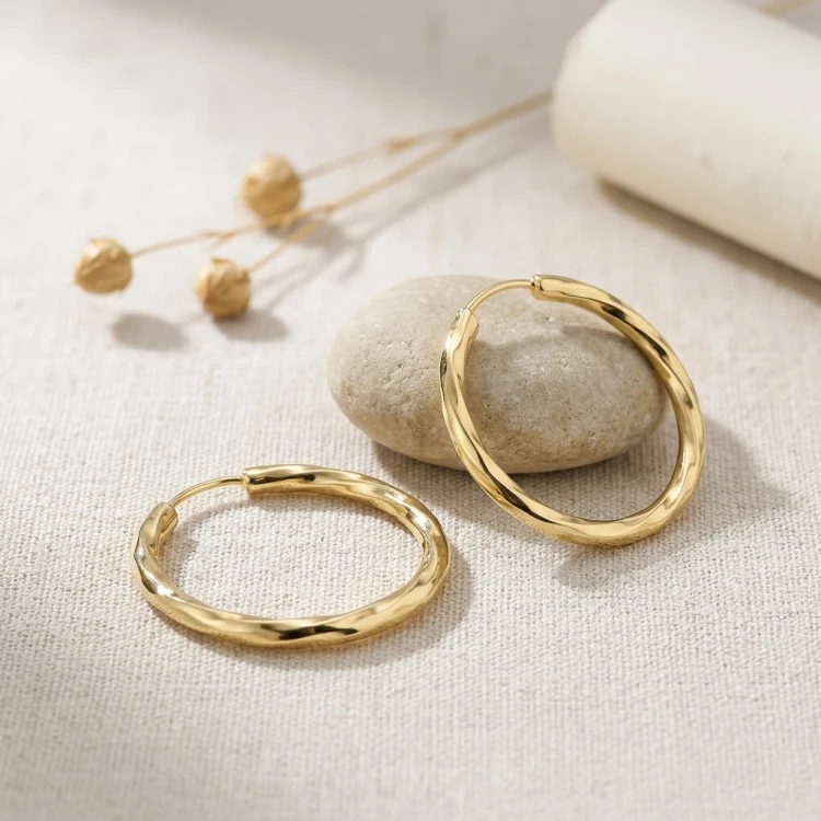 Złote Kolczyki Super Lekkie Kółka 12mm