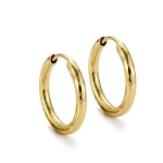 Złote Kolczyki Koła Próba 585 Diamentowane Super Lekkie Kółka 15mm