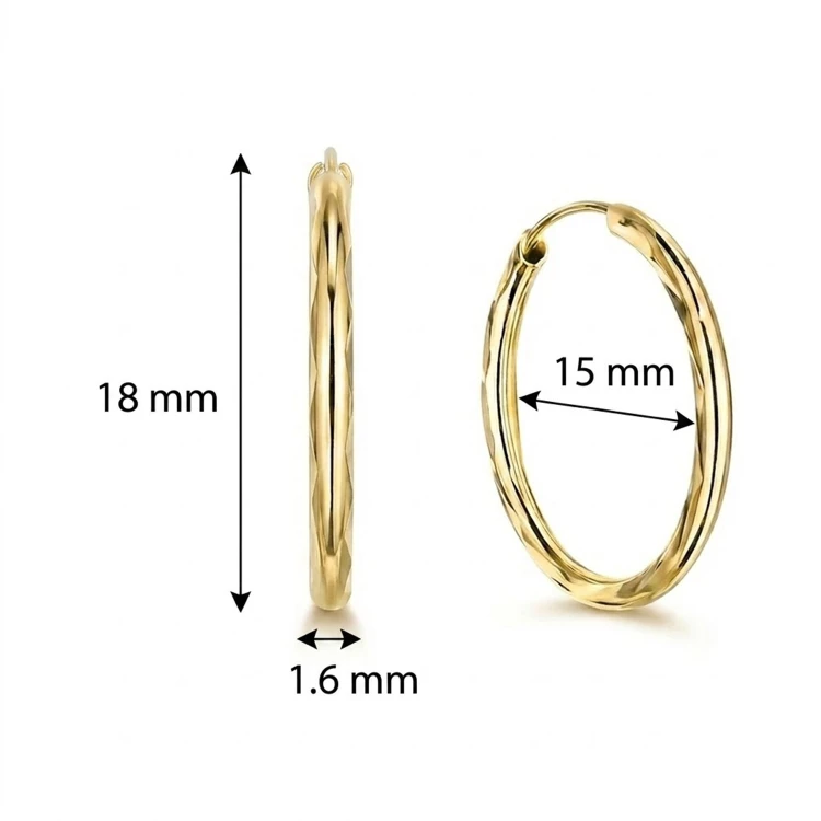 Złote Kolczyki Super Lekkie Kółka 18mm