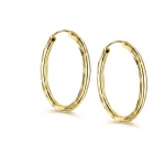 Złote Kolczyki Koła Próba 585 Diamentowane Super Lekkie Kółka 22mm