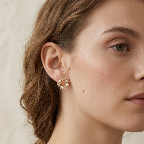 Kolczyki Perły i Cyrkonie Wianuszki