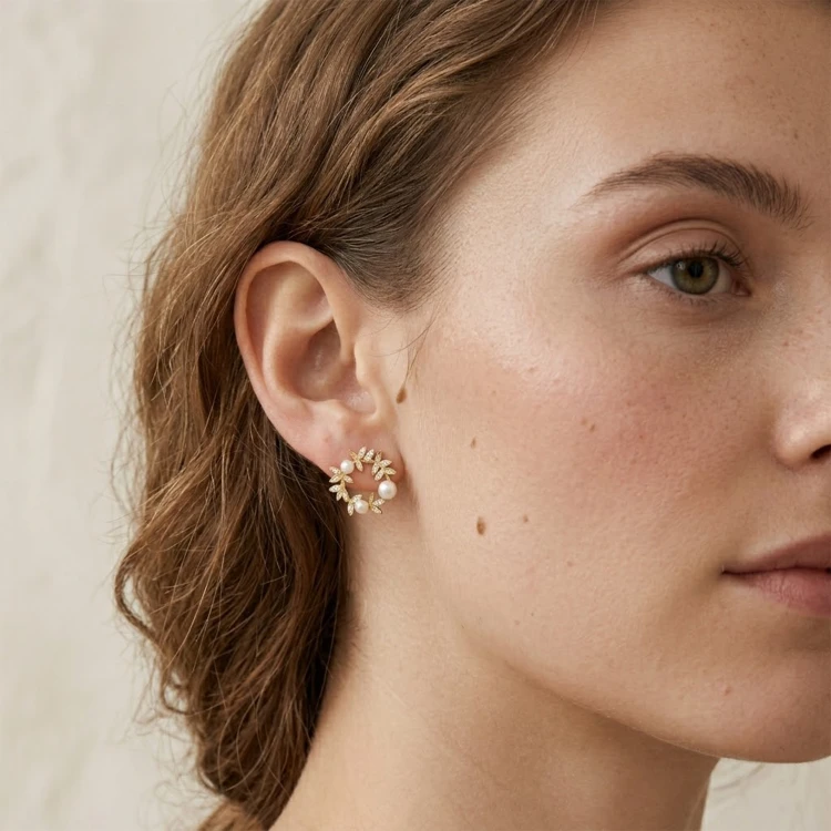 Kolczyki Perły i Cyrkonie Wianuszki