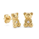 Pozłacane Kolczyki Sztyfty Misie z Serduszkiem Dla Dziewczynki Srebro 925
