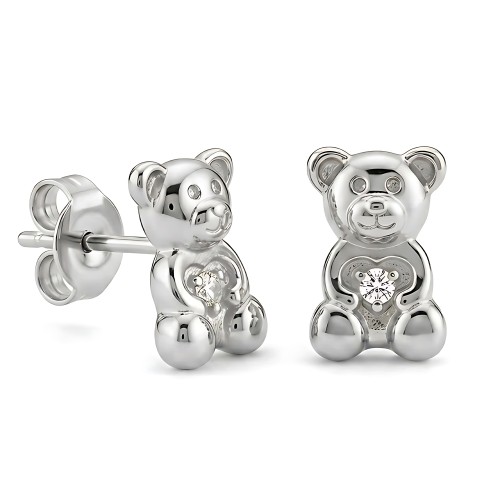 Kolczyki Sztyfty Misie z Serduszkiem