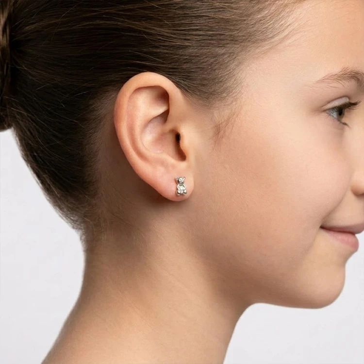 Kolczyki Sztyfty Misie z Serduszkiem