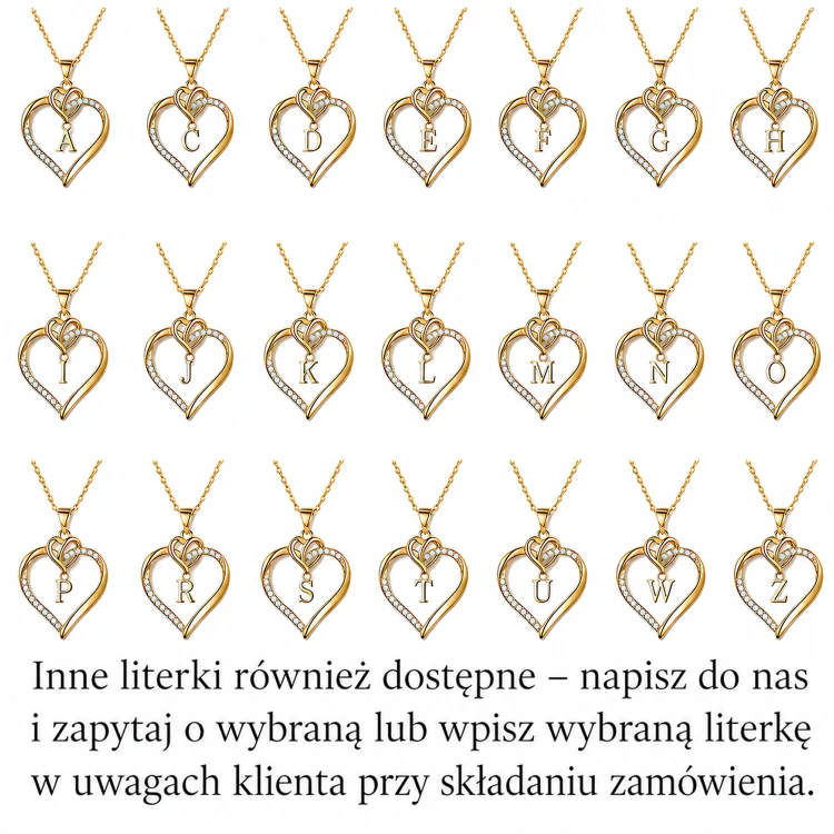 Naszyjnik Serce Literka