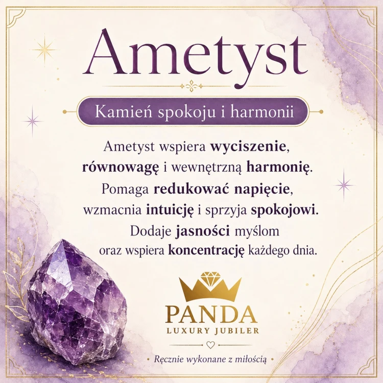 Bransoletka Serce Stal Ametyst