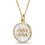 Złoty Naszyjnik Znak Zodiaku Wodnik Masa Perłowa Srebro 925