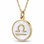 Złoty Naszyjnik Znak Zodiaku Waga Masa Perłowa Srebro 925