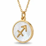 Złoty Naszyjnik Znak Zodiaku Strzelec Masa Perłowa Srebro 925